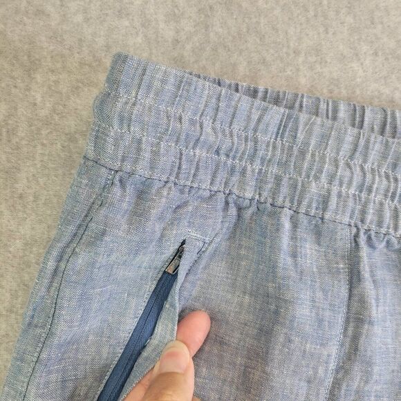 Athleta Pants Womens 16T Blue Retreat Linen Wide Leg Slit High Rise Yoga Studio - Picture 3 of 14